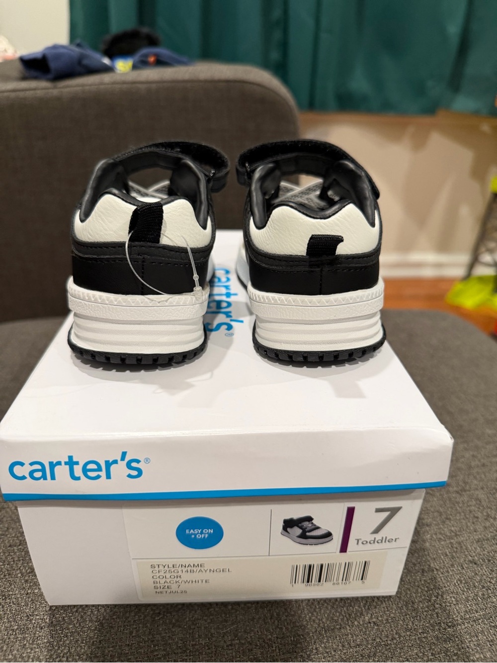 Carter's Black and White Toddler Sneakers with Velcro